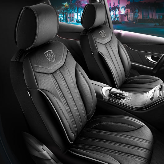 Premium Autositzbezug Miami, Farbe Schwarz-Grau – passend für viele Fahrzeuge Vordersitz