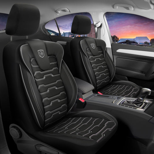 Premium Autositzbezug Sport, Farbe Schwarz-Grau – passend für viele Fahrzeuge Vordersitze