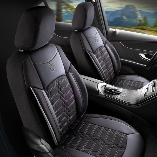 Venedig Autositzbezug Schwarz-Grau - 2x Premium Vordersitzbezüge