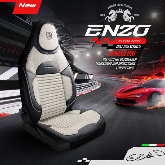 Enzo Autositzbezug Beige - 2x Premium Pilotsitzbezüge vorne