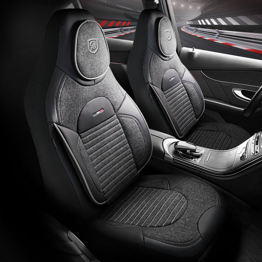 Enzo Autositzbezug Rauchgrau-Grau - 2x Premium Pilotsitzbezüge vorne